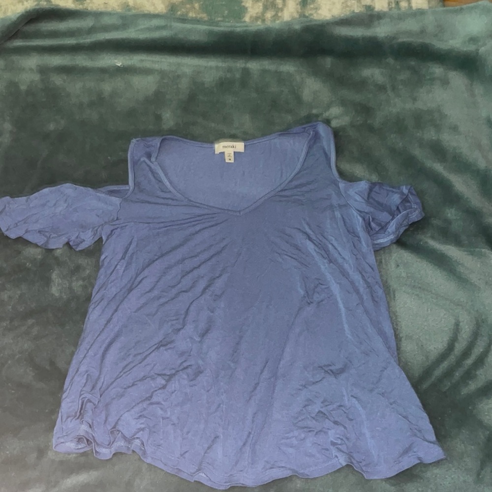 Off the shoulder blue tank